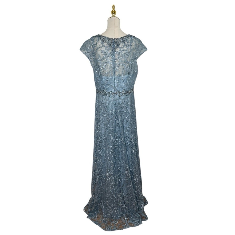 MAC DUGGAL 79430 Slate Blue Lace Embellished Cap Sleeve A-Line Size 14 $798 - Picture 6 of 8